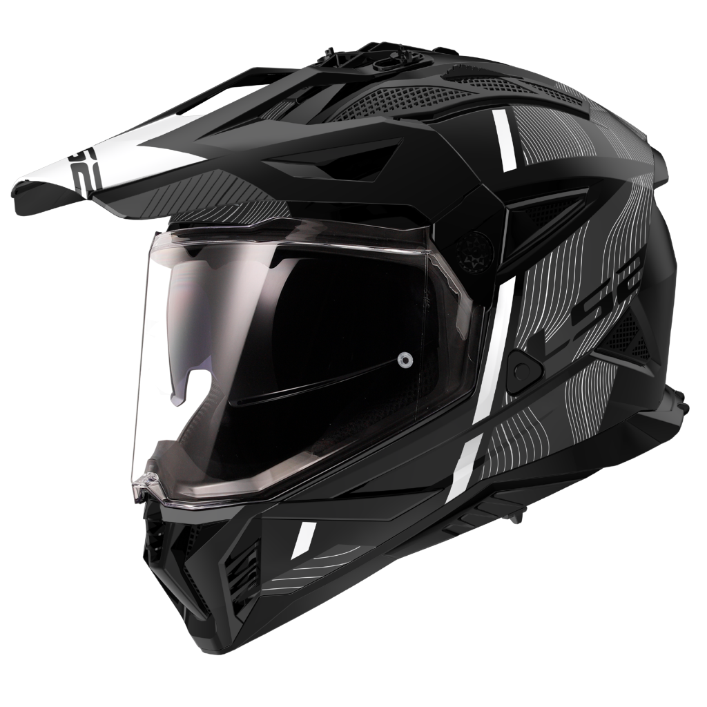 LS2 MX702 PIONEER II HILL MATT BLACK WHITE-06 XL 467022211XL