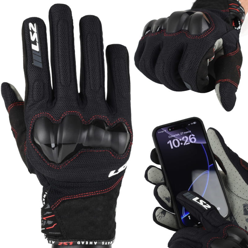 Rękawice Motocyklowe LS2 Chaki Man Black L - obrazek 6